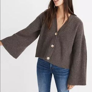 Madewell Wide-Sleeve Crop Cardigan Sweater